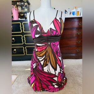 Sequin Hearts Pink and Brown Maxi Dress